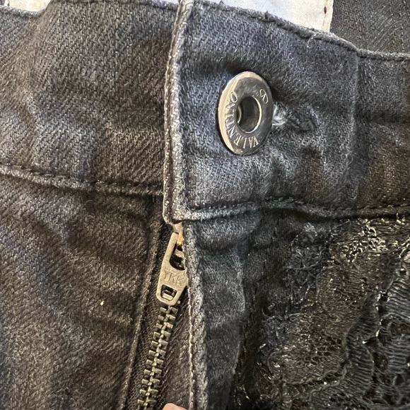 Valentino Black Denim Lace Trimmed Jeans - Picture 9 of 16